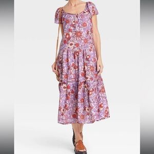 Knox Rose Purple Floral Midi Dress
